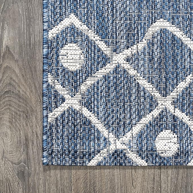 JONATHAN Y Tribal Bohemian Indoor Outdoor Runner Rug 2X8 Blue/Ivory, Nokat for Backyard, Patio, Porch, Easy-Cleaning, High Traffic, Pet-Friendly, Non-Shedding (SMB131C-28)
