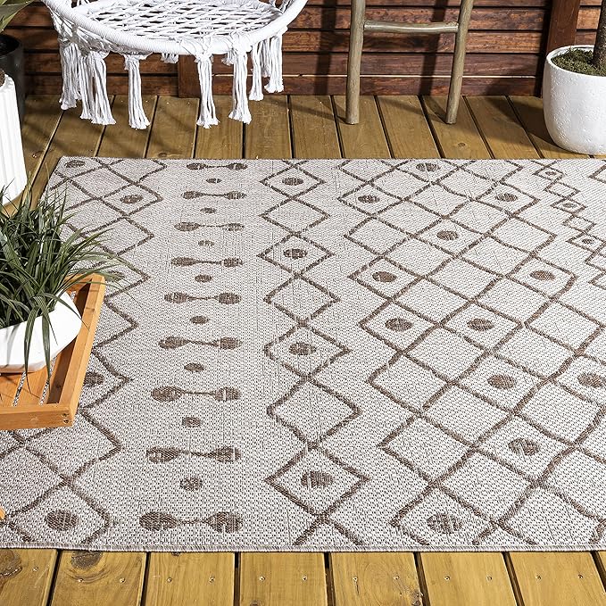 JONATHAN Y Tribal Bohemian Indoor Outdoor Area Rug 3X5 Beige/Brown, Nokat for Backyard, Patio, Porch, Easy-Cleaning, High Traffic, Pet-Friendly, Non-Shedding (SMB131A-3)