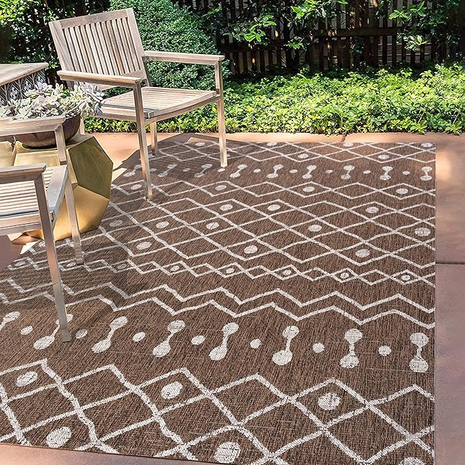 JONATHAN Y Tribal Bohemian Indoor Outdoor Area Rug 3X5 Brown/Beige, Nokat for Backyard, Patio, Porch, Easy-Cleaning, High Traffic, Pet-Friendly, Non-Shedding (SMB131B-3)