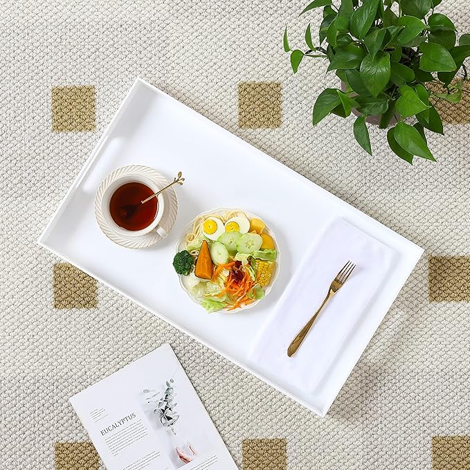Acrylic Tray with Embedded Handle, 10x15 Inch, White