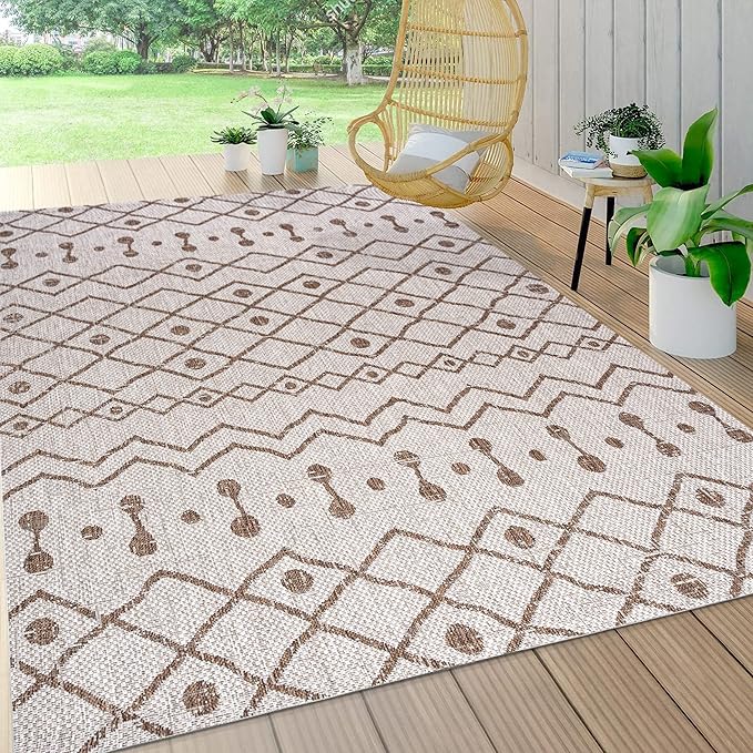 JONATHAN Y Tribal Bohemian Indoor Outdoor Area Rug 3X5 Beige/Brown, Nokat for Backyard, Patio, Porch, Easy-Cleaning, High Traffic, Pet-Friendly, Non-Shedding (SMB131A-3)
