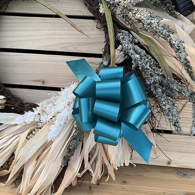Teal Decorative Gift Pull Bows - 5" Wide, Set of 10, Wreath, Spring, Summer, Swag, Garland, Gift Basket, Presents, Birthday, Fundraiser, Classroom, Office, Decoration, Christmas, Easter