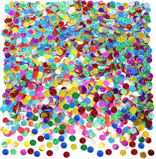 Multicolor Sparkle Foil Metallic Round Table Confetti Decor Circle Dots Mylar Table Scatter Confetti Wedding Bachelorette Valentines Mothers Day Birthday New Years Party Confetti Decorations, 60g