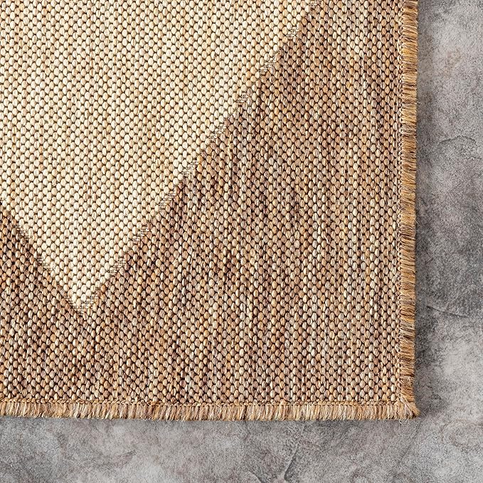 Nuloom Outdoor Performance Collection Sabina Brown/Ivory, 6'7" Square, Soft, High Traffic, Stain Resistant, Easy Clean, Durable Area Rug for Indoor/Outdoor Patio, Deck, Porch, Garden, Courtyard